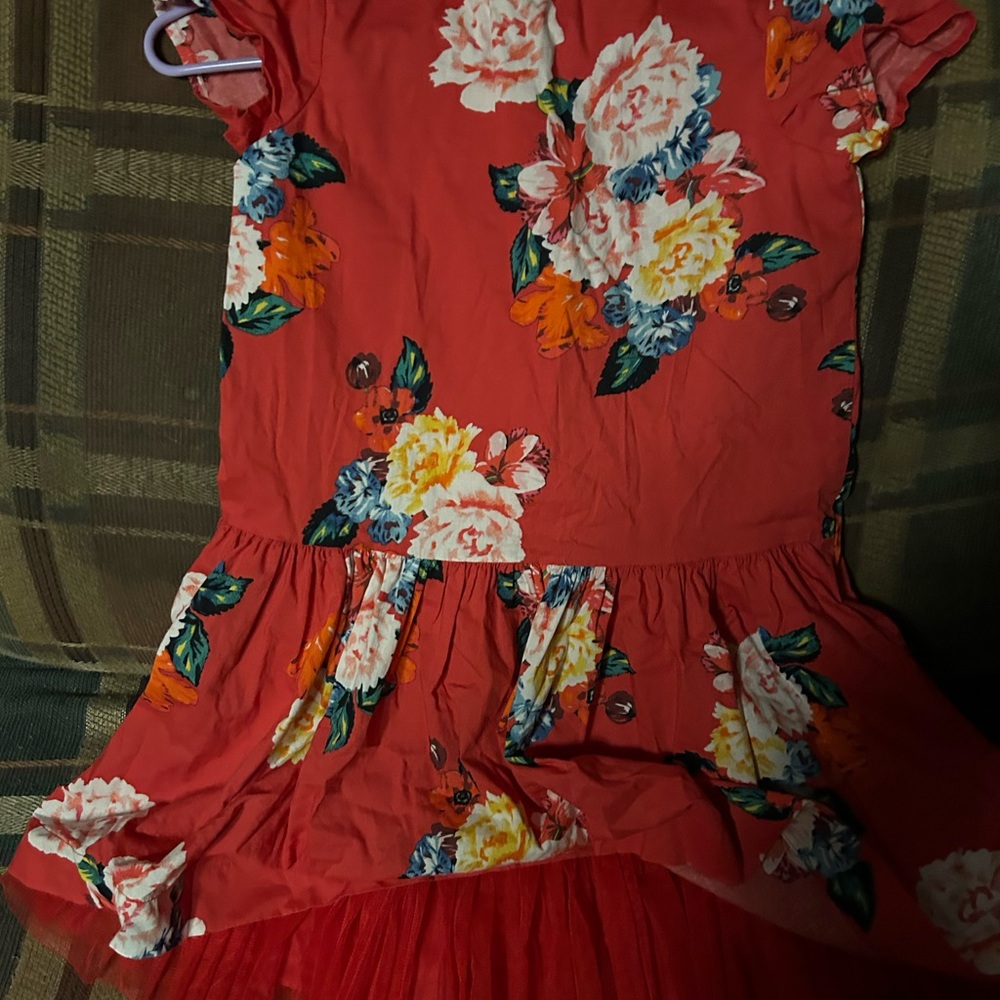Floral Red Kids Dress